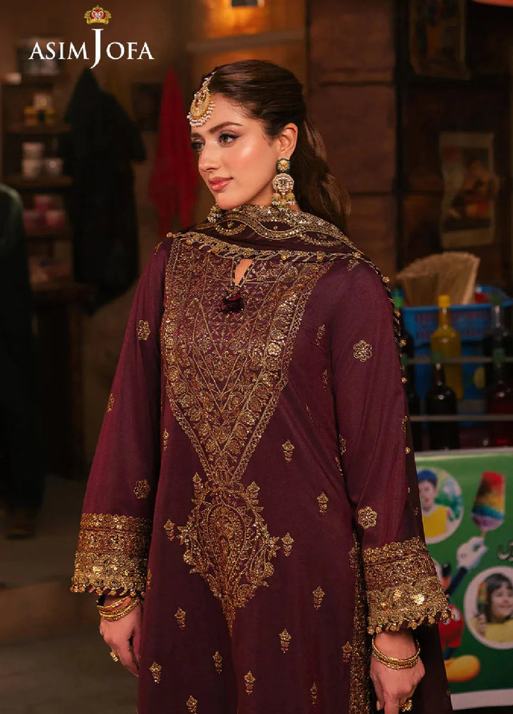 Chamkeeli By Asim Jofa Embroidered Silk Suit Unstitched 3 Piece AJ24CF AJKK-01 - Festive Collection
