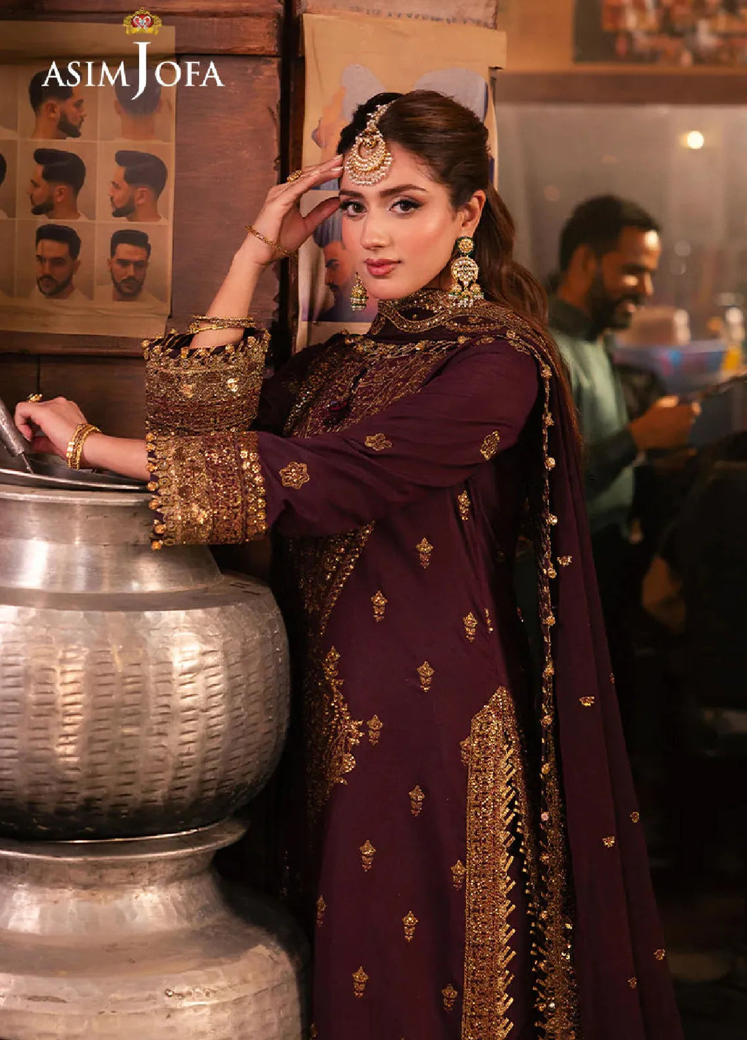 Chamkeeli By Asim Jofa Embroidered Silk Suit Unstitched 3 Piece AJ24CF AJKK-01 - Festive Collection
