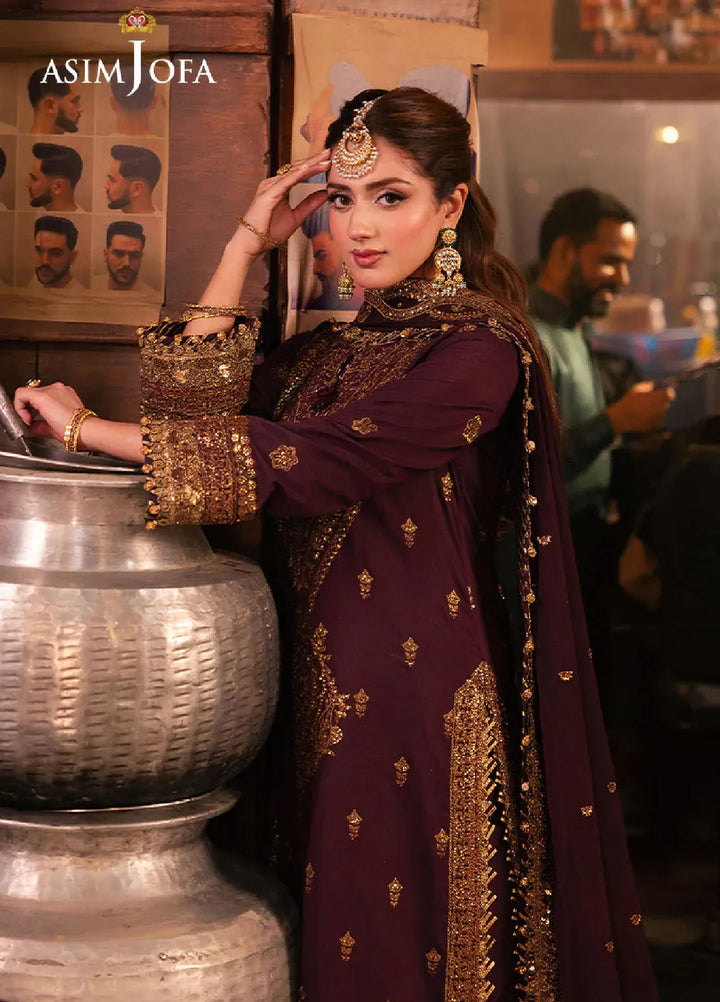 Chamkeeli By Asim Jofa Embroidered Silk Suit Unstitched 3 Piece AJ24CF AJKK-01 - Festive Collection