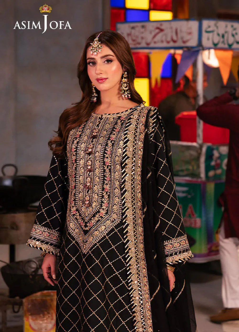 Chamkeeli By Asim Jofa Embroidered Silk Suit Unstitched 3 Piece AJ24CF AJKK-02 - Festive Collection