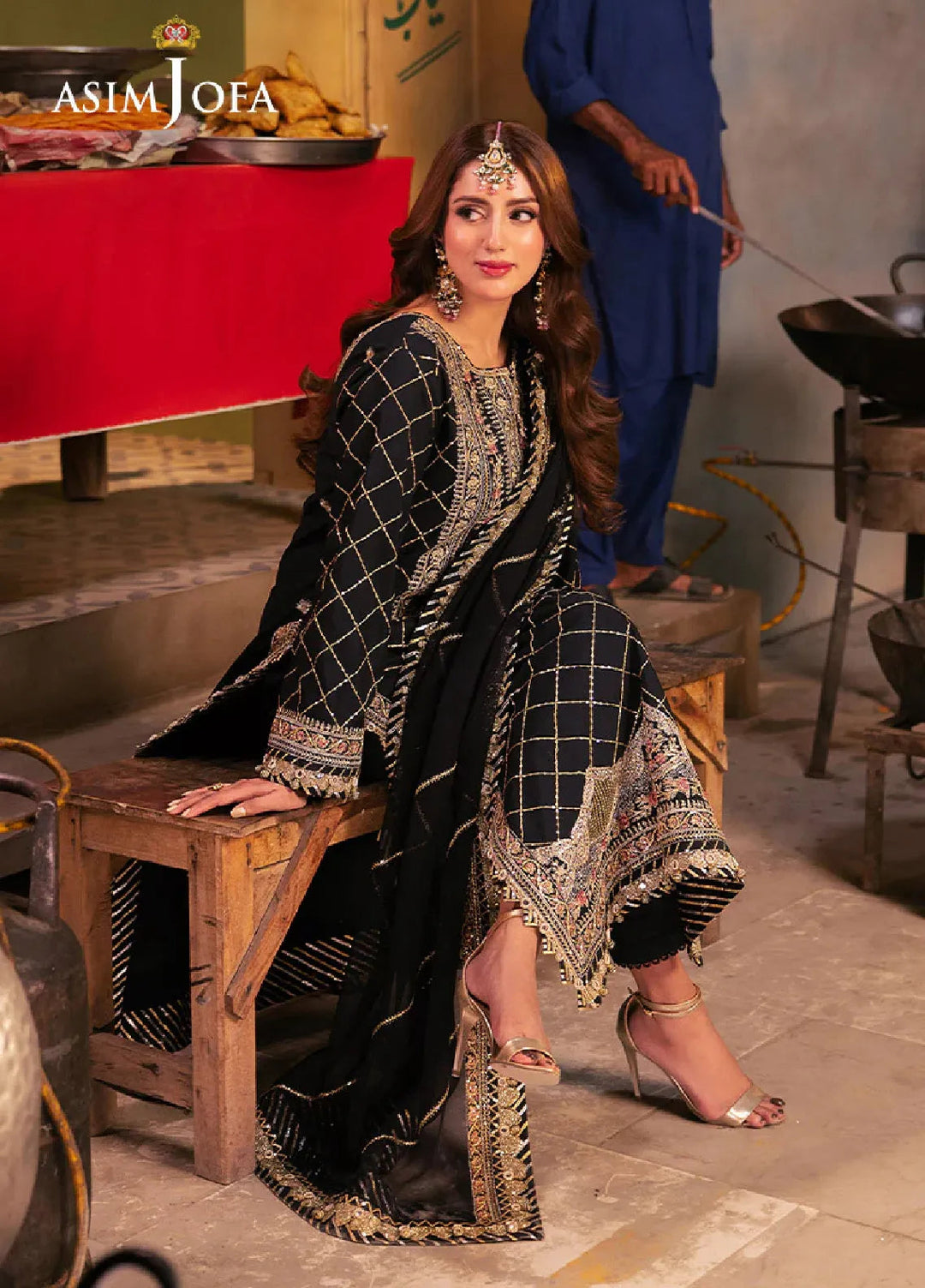 Chamkeeli By Asim Jofa Embroidered Silk Suit Unstitched 3 Piece AJ24CF AJKK-02 - Festive Collection