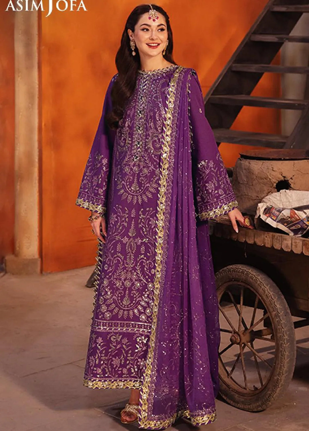 Chamkeeli By Asim Jofa Embroidered Silk Suit Unstitched 3 Piece AJ24CF AJKK-07 - Festive Collection
