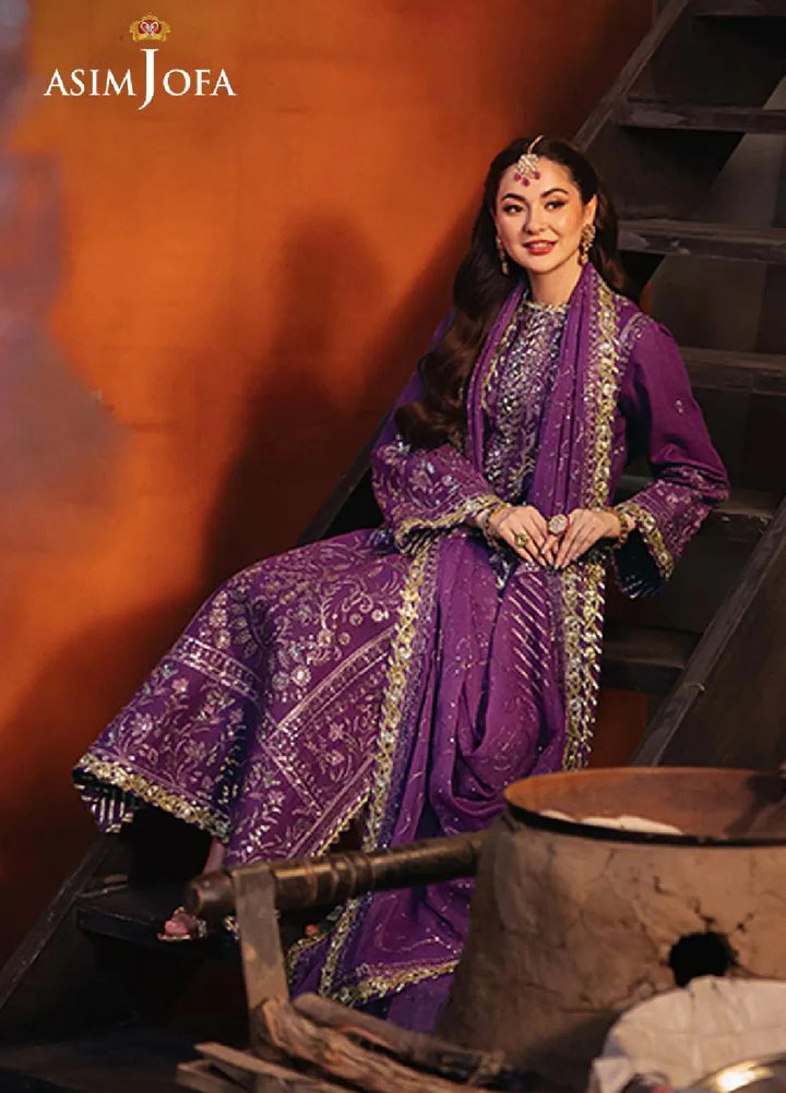 Chamkeeli By Asim Jofa Embroidered Silk Suit Unstitched 3 Piece AJ24CF AJKK-07 - Festive Collection