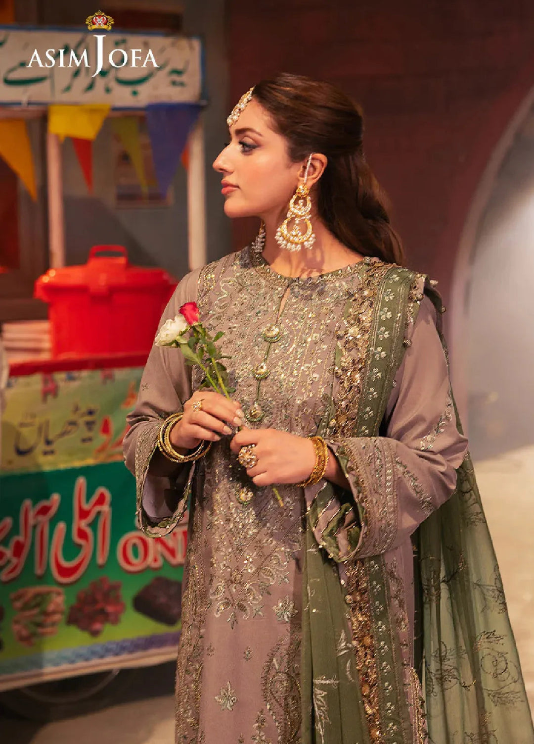 Chamkeeli By Asim Jofa Embroidered Silk Suit Unstitched 3 Piece AJ24CF AJKK-08 - Festive Collection