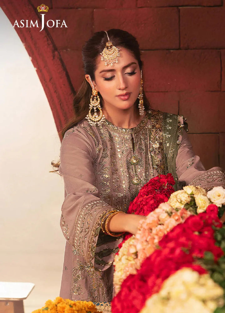 Chamkeeli By Asim Jofa Embroidered Silk Suit Unstitched 3 Piece AJ24CF AJKK-08 - Festive Collection