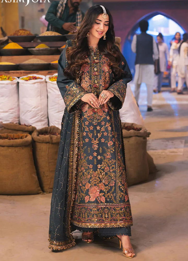 Chamkeeli By Asim Jofa Embroidered Silk Suit Unstitched 3 Piece AJ24CF AJKK-09 - Festive Collection