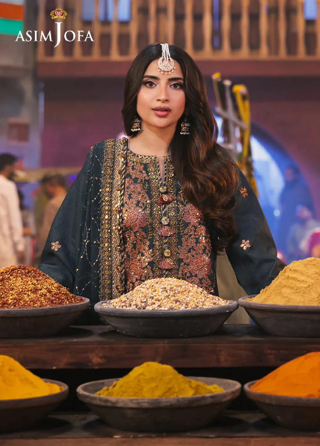 Chamkeeli By Asim Jofa Embroidered Silk Suit Unstitched 3 Piece AJ24CF AJKK-09 - Festive Collection