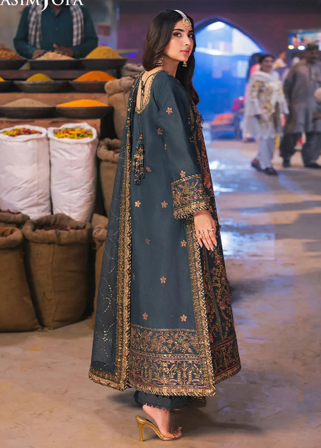 Chamkeeli By Asim Jofa Embroidered Silk Suit Unstitched 3 Piece AJ24CF AJKK-09 - Festive Collection