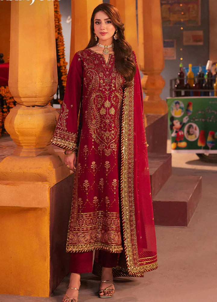 Chamkeeli By Asim Jofa Embroidered Silk Suit Unstitched 3 Piece AJ24CF AJKK-19 - Festive Collection