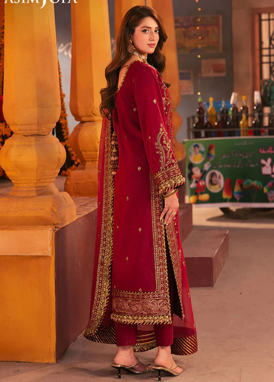 Chamkeeli By Asim Jofa Embroidered Silk Suit Unstitched 3 Piece AJ24CF AJKK-19 - Festive Collection