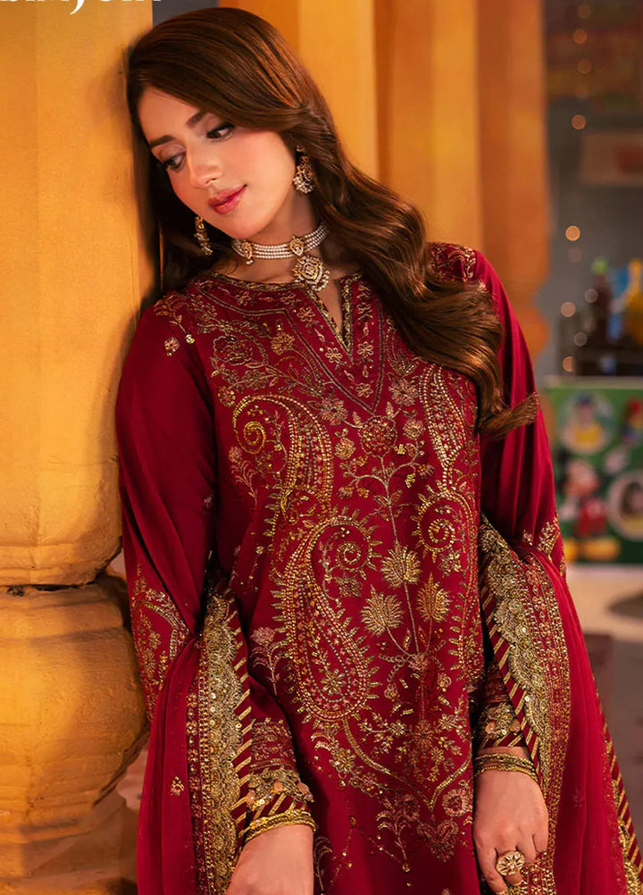 Chamkeeli By Asim Jofa Embroidered Silk Suit Unstitched 3 Piece AJ24CF AJKK-19 - Festive Collection