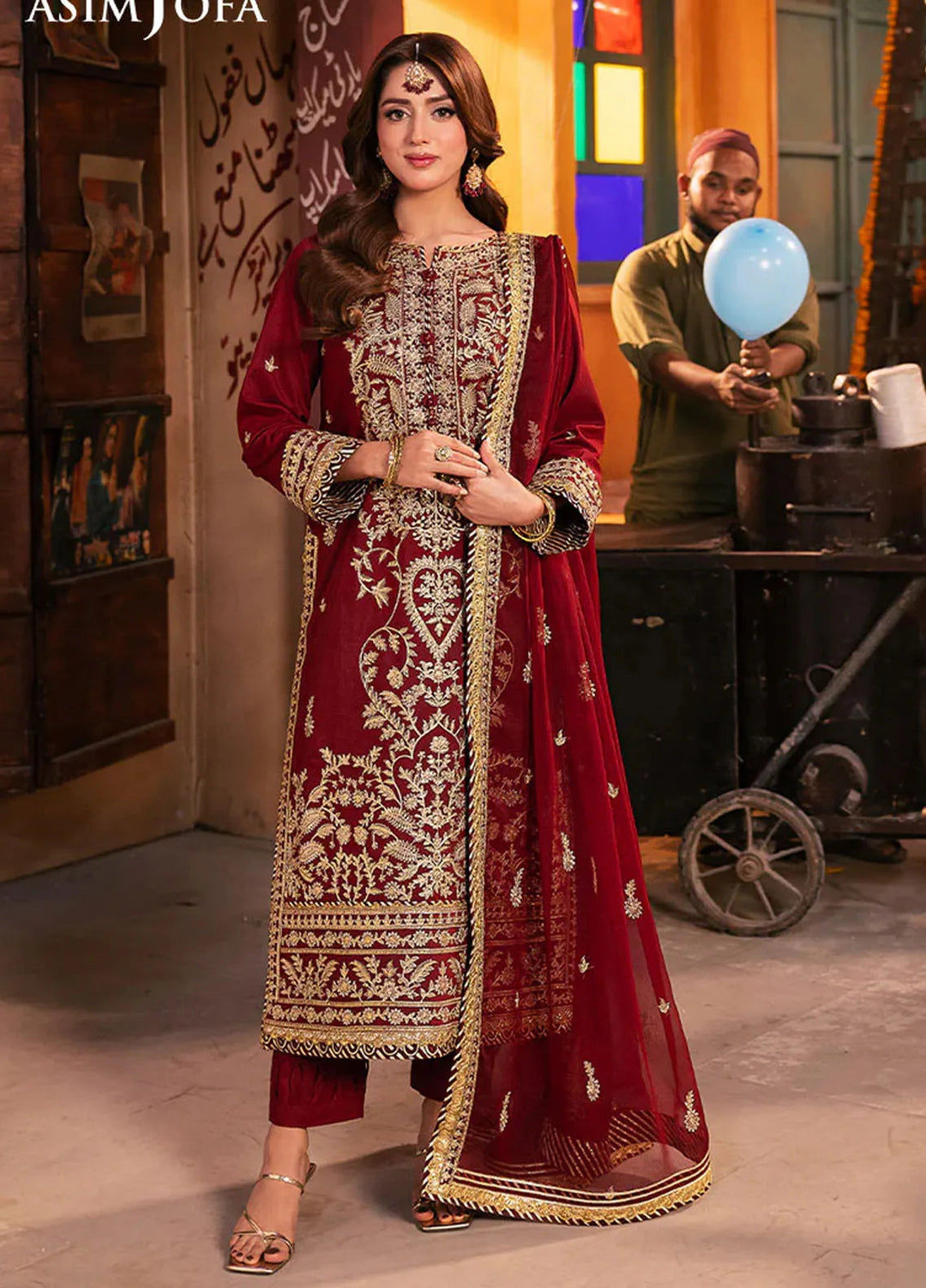 Chamkeeli By Asim Jofa Embroidered Silk Suit Unstitched 3 Piece AJ24CF AJKK-20 - Festive Collection