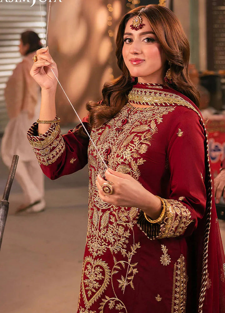Chamkeeli By Asim Jofa Embroidered Silk Suit Unstitched 3 Piece AJ24CF AJKK-20 - Festive Collection