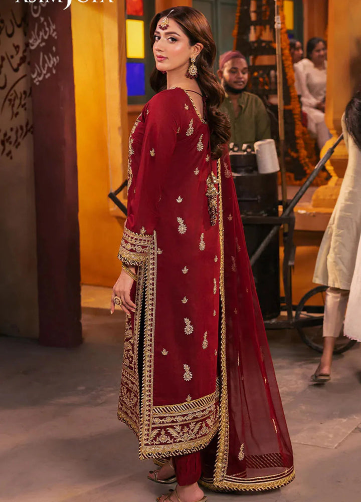 Chamkeeli By Asim Jofa Embroidered Silk Suit Unstitched 3 Piece AJ24CF AJKK-20 - Festive Collection