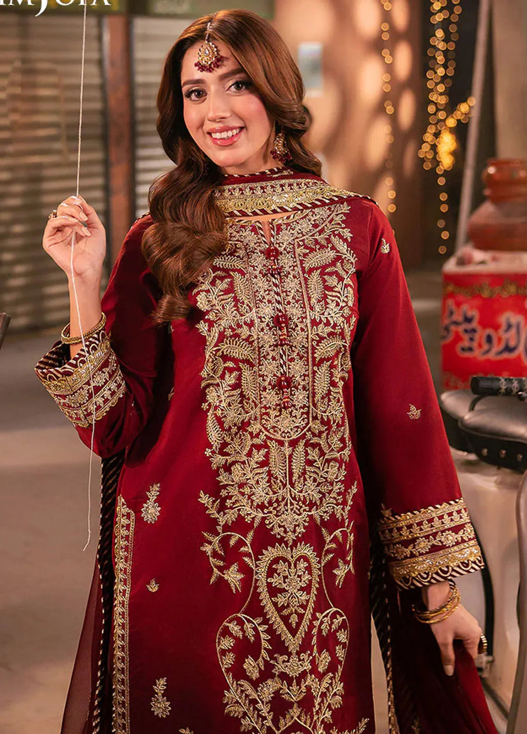 Chamkeeli By Asim Jofa Embroidered Silk Suit Unstitched 3 Piece AJ24CF AJKK-20 - Festive Collection