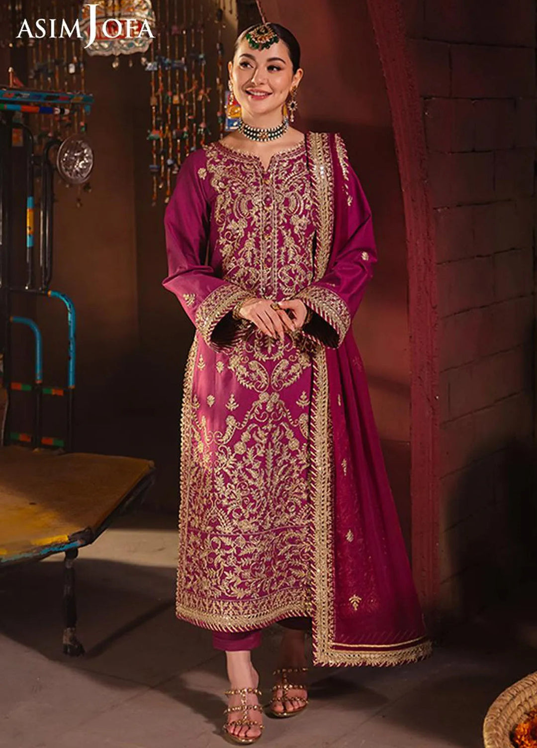 Chamkeeli By Asim Jofa Embroidered Silk Suit Unstitched 3 Piece AJ24CF AJKK-21 - Festive Collection