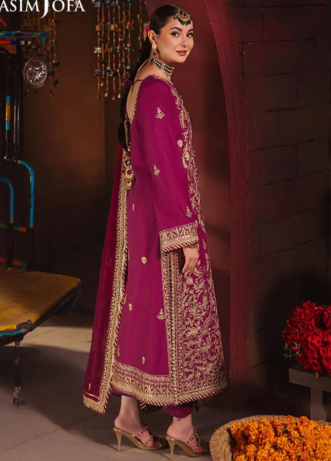 Chamkeeli By Asim Jofa Embroidered Silk Suit Unstitched 3 Piece AJ24CF AJKK-21 - Festive Collection