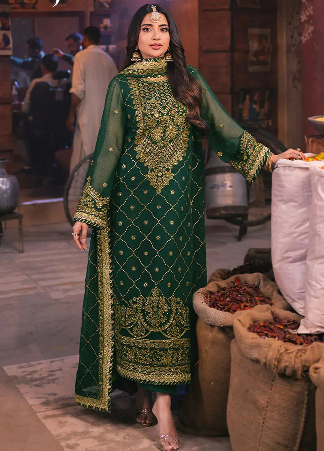 Chamkeeli By Asim Jofa Embroidered Silk Suit Unstitched 3 Piece AJ24CF AJKK-22 - Festive Collection