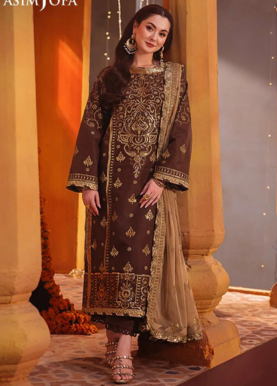 Chamkeeli By Asim Jofa Embroidered Silk Suit Unstitched 3 Piece AJ24CF AJKK-26 - Festive Collection