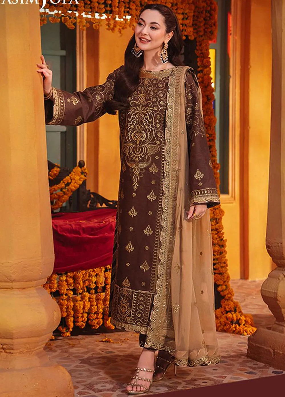 Chamkeeli By Asim Jofa Embroidered Silk Suit Unstitched 3 Piece AJ24CF AJKK-26 - Festive Collection