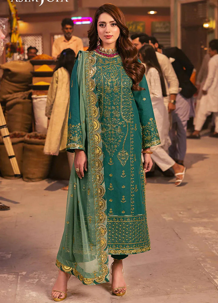 Chamkeeli By Asim Jofa Embroidered Silk Suit Unstitched 3 Piece AJ24CF AJKK-27 - Festive Collection