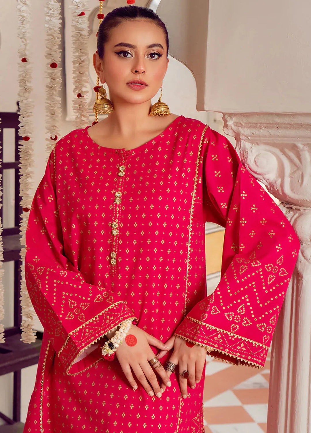 Chandan Nagri Pret Embroidered Lawn 2 Piece Suit Gulabi