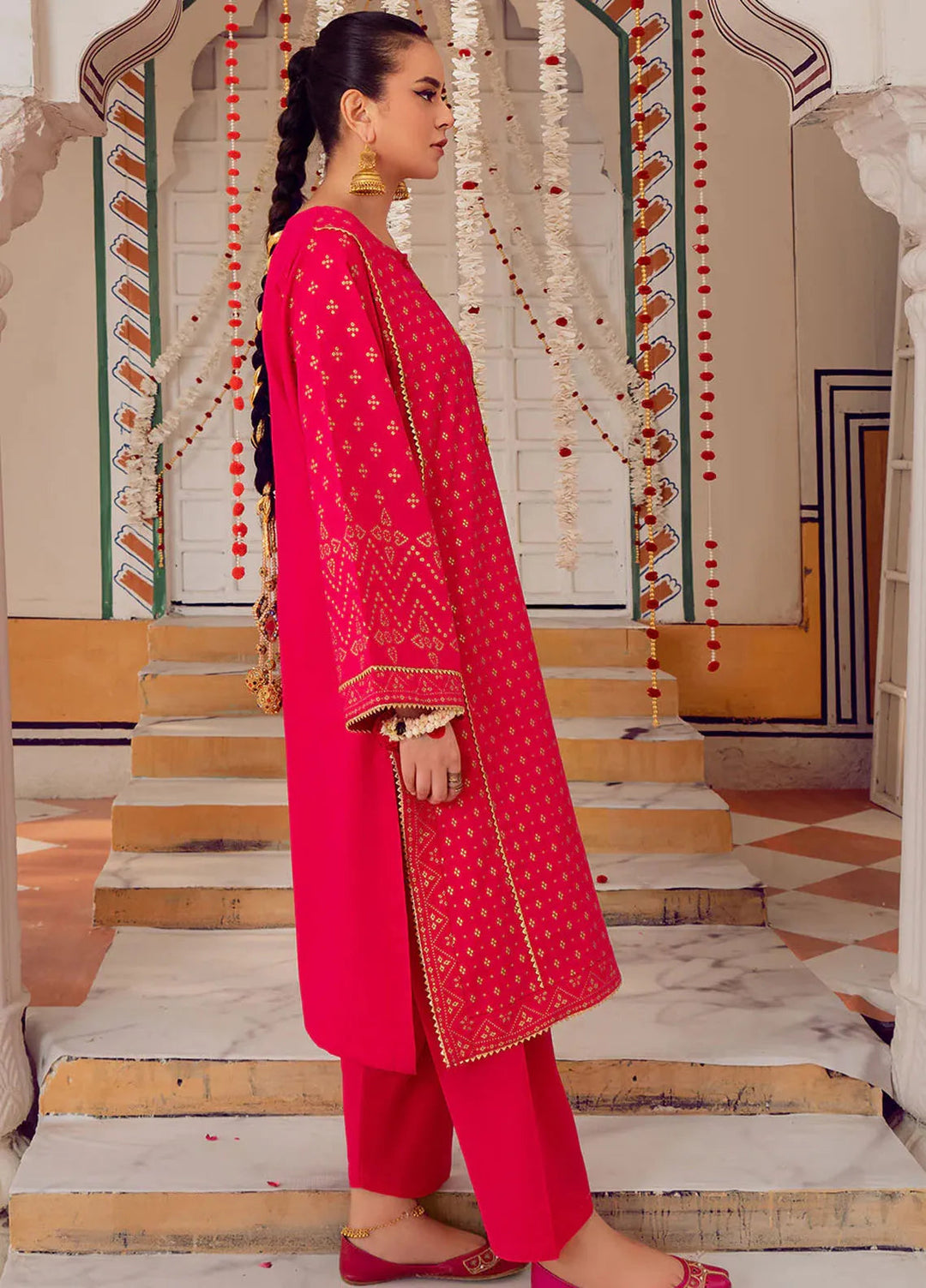 Chandan Nagri Pret Embroidered Lawn 2 Piece Suit Gulabi