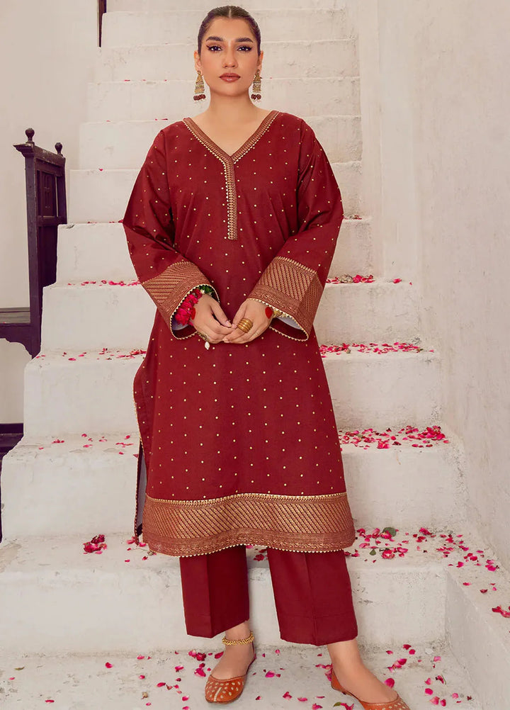 Chandan Nagri Pret Embroidered Lawn 2 Piece Suit Maroon