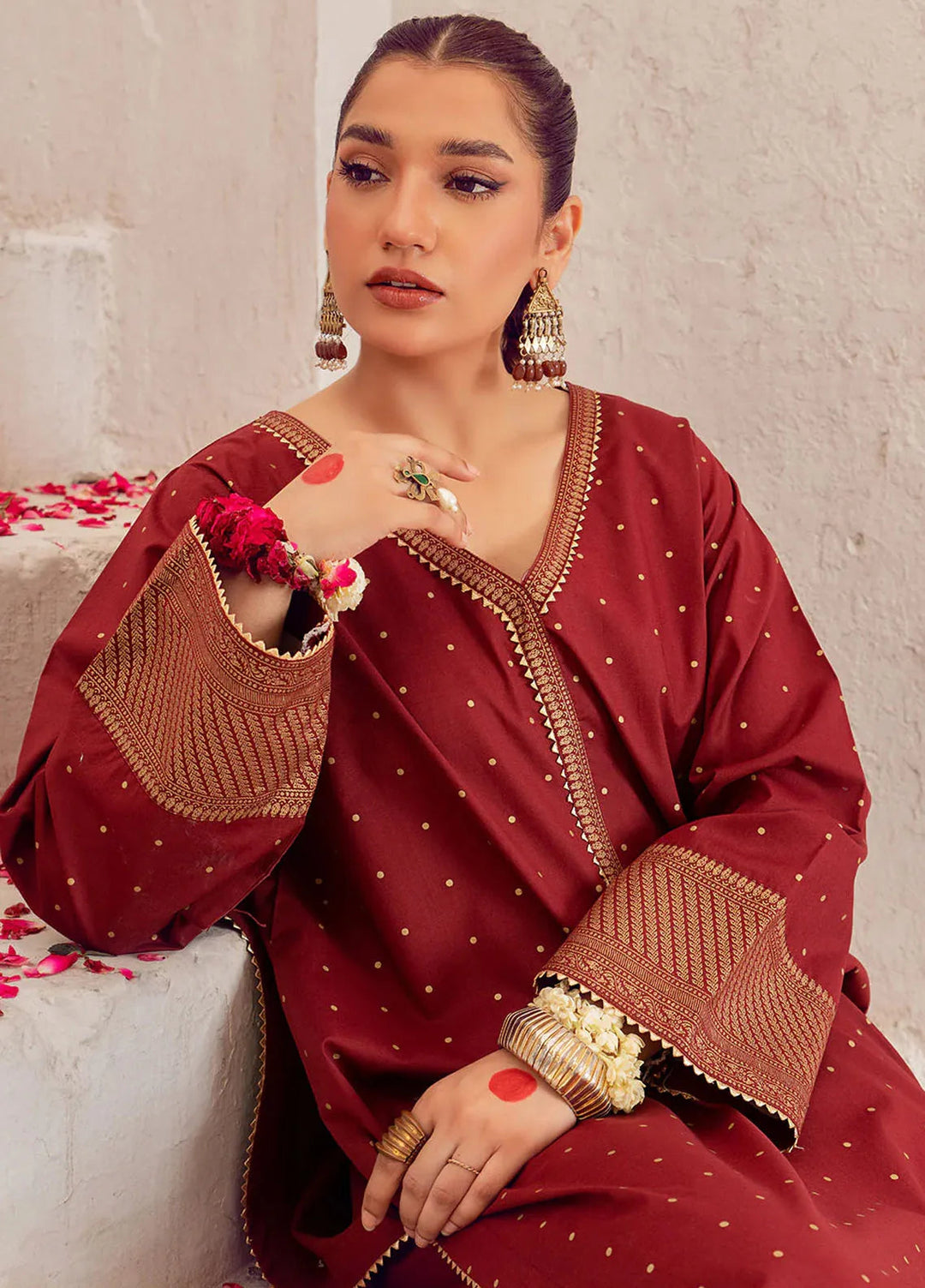 Chandan Nagri Pret Embroidered Lawn 2 Piece Suit Maroon
