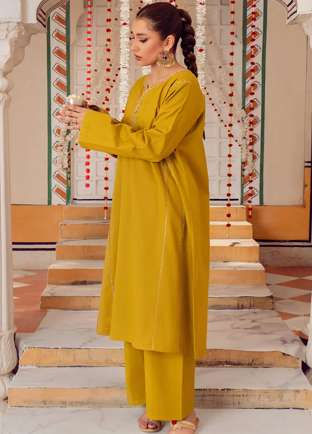 Chandan Nagri Pret Embroidered Lawn 2 Piece Suit Mehandi