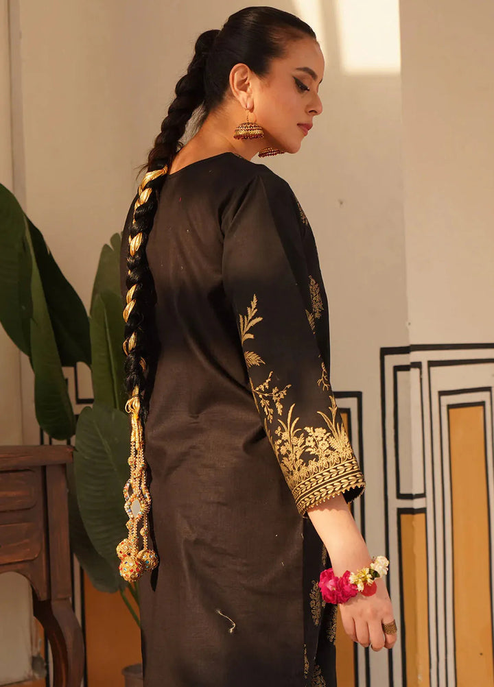 Chandan Nagri Pret Embroidered Lawn 2 Piece Suit Siaah