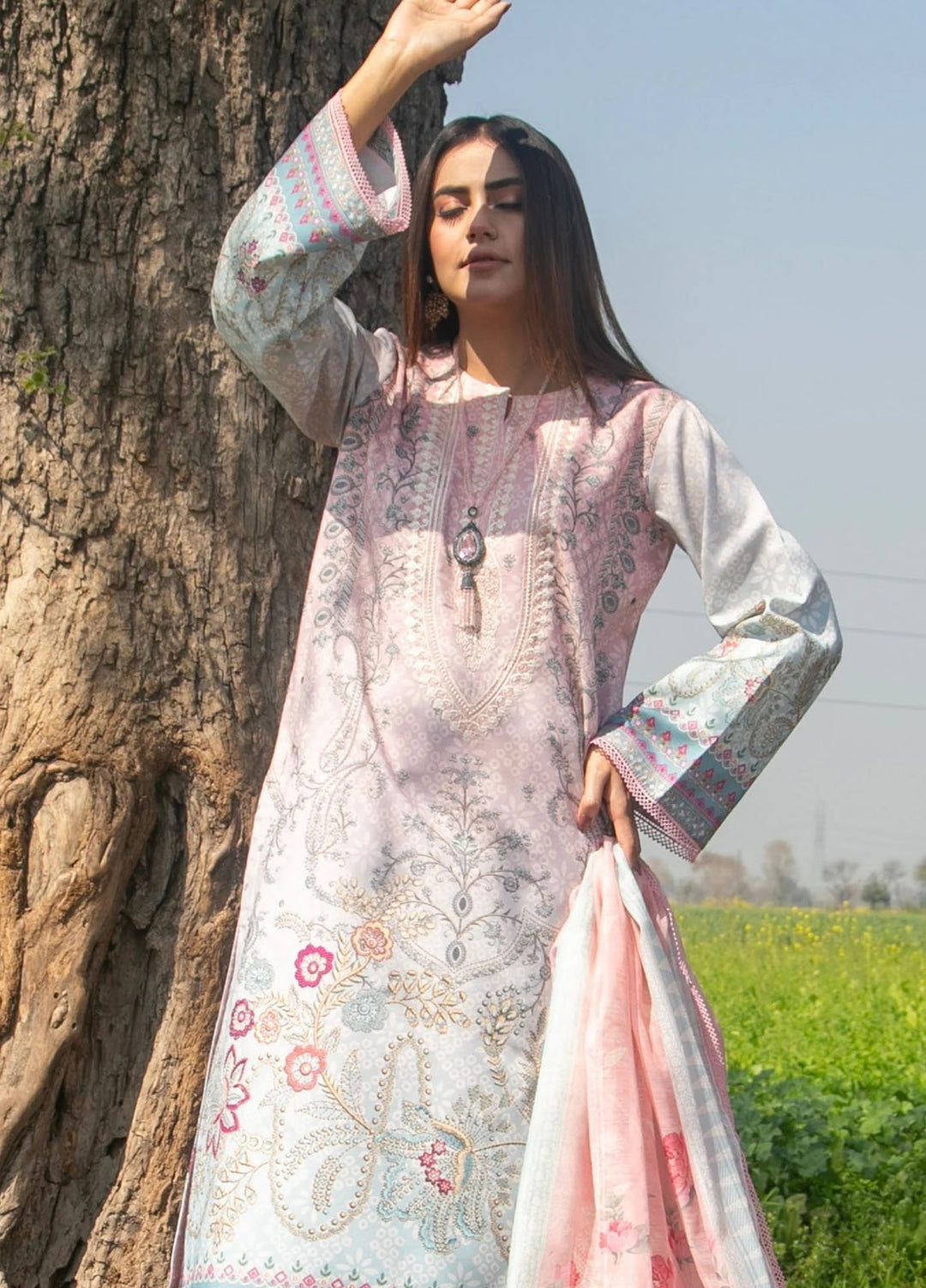 Chandan Nagri Pret Embroidered Lawn 3 Piece Suit Freesia