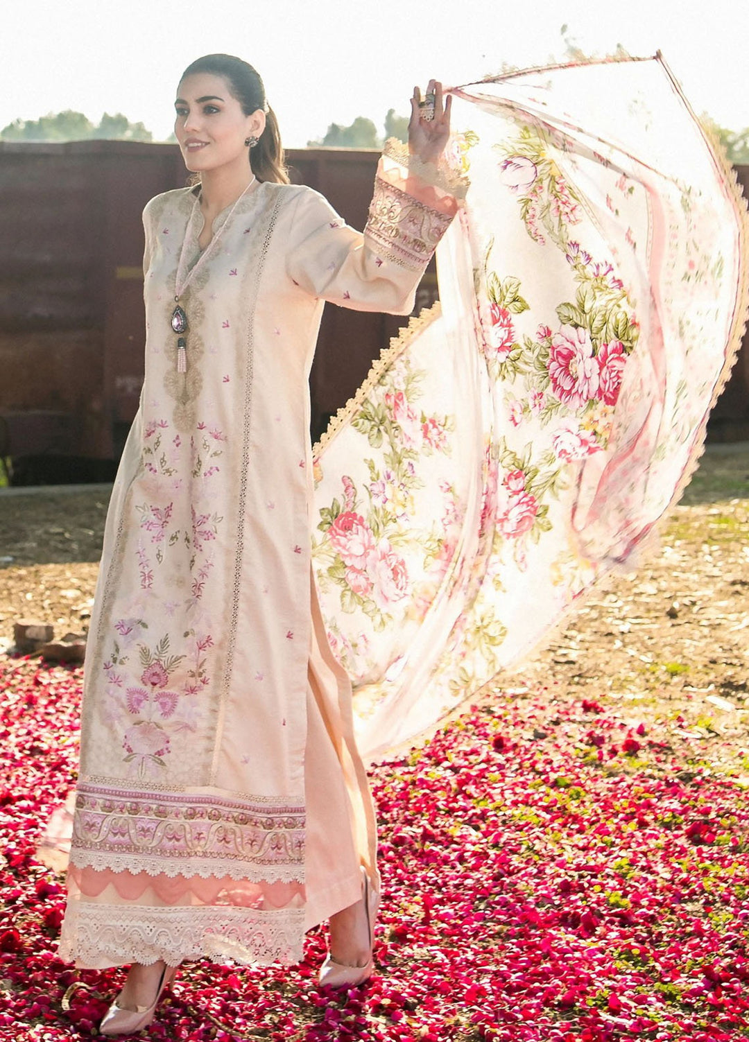 Chandan Nagri Pret Embroidered Lawn 3 Piece Suit Maral