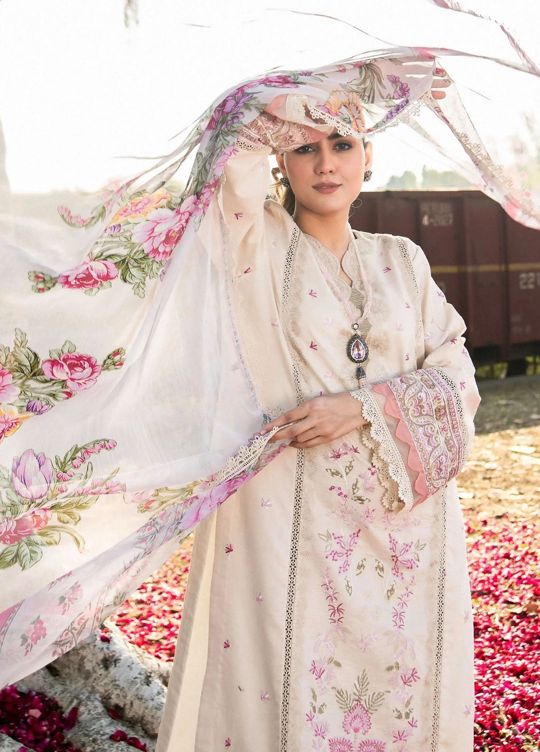 Chandan Nagri Pret Embroidered Lawn 3 Piece Suit Maral