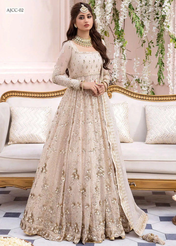 Chandni By Asim Jofa Embroidered Chiffon Unstitched Suit 3 Piece AJ23CH AJCC-02 - Luxury Collection