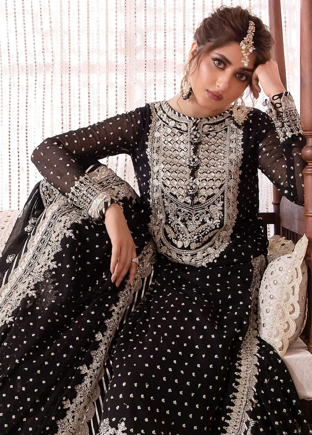 Chandni By Asim Jofa Embroidered Chiffon Unstitched Suit 3 Piece AJ23CH AJCC-03 - Luxury Collection