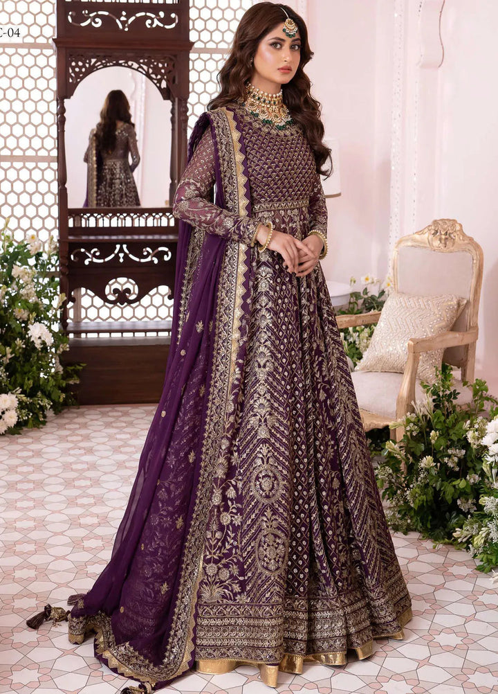 Chandni By Asim Jofa Embroidered Chiffon Unstitched Suit 3 Piece AJ23CH AJCC-04 - Luxury Collection