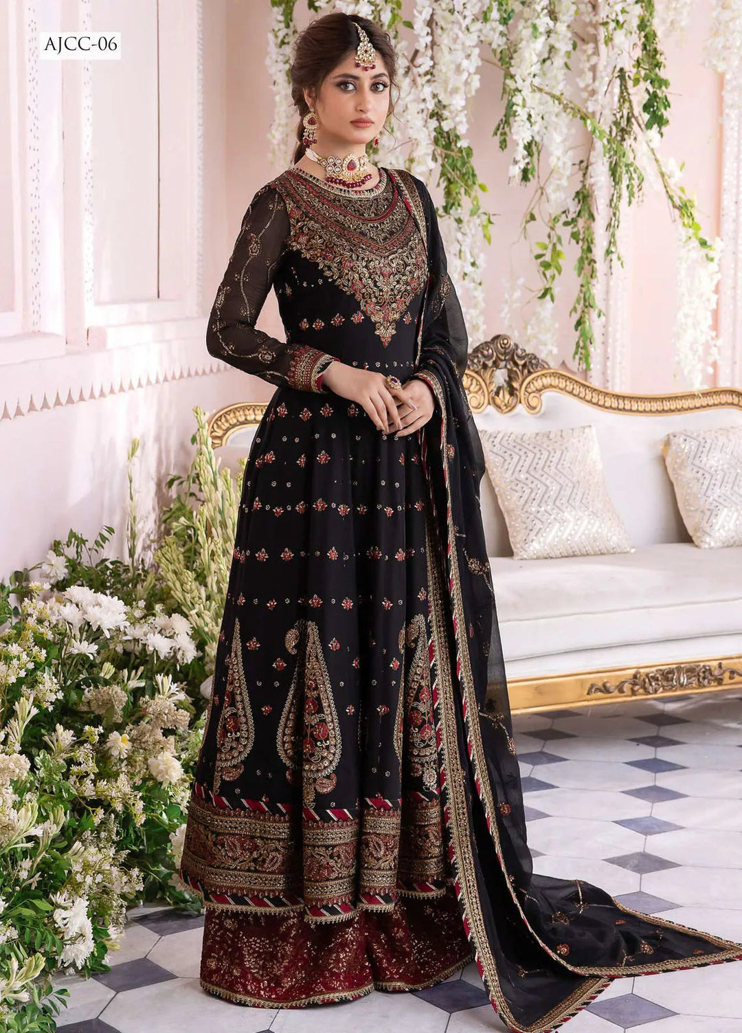 Chandni By Asim Jofa Embroidered Chiffon Unstitched Suit 3 Piece AJ23CH AJCC-06 - Luxury Collection