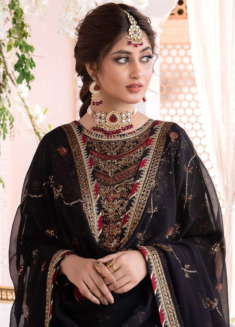 Chandni By Asim Jofa Embroidered Chiffon Unstitched Suit 3 Piece AJ23CH AJCC-06 - Luxury Collection