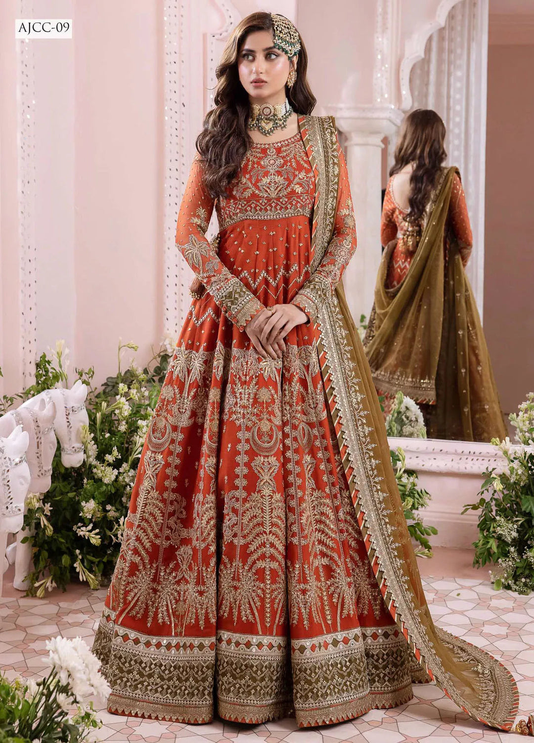 Chandni By Asim Jofa Embroidered Chiffon Unstitched Suit 3 Piece AJ23CH AJCC-09 - Luxury Collection
