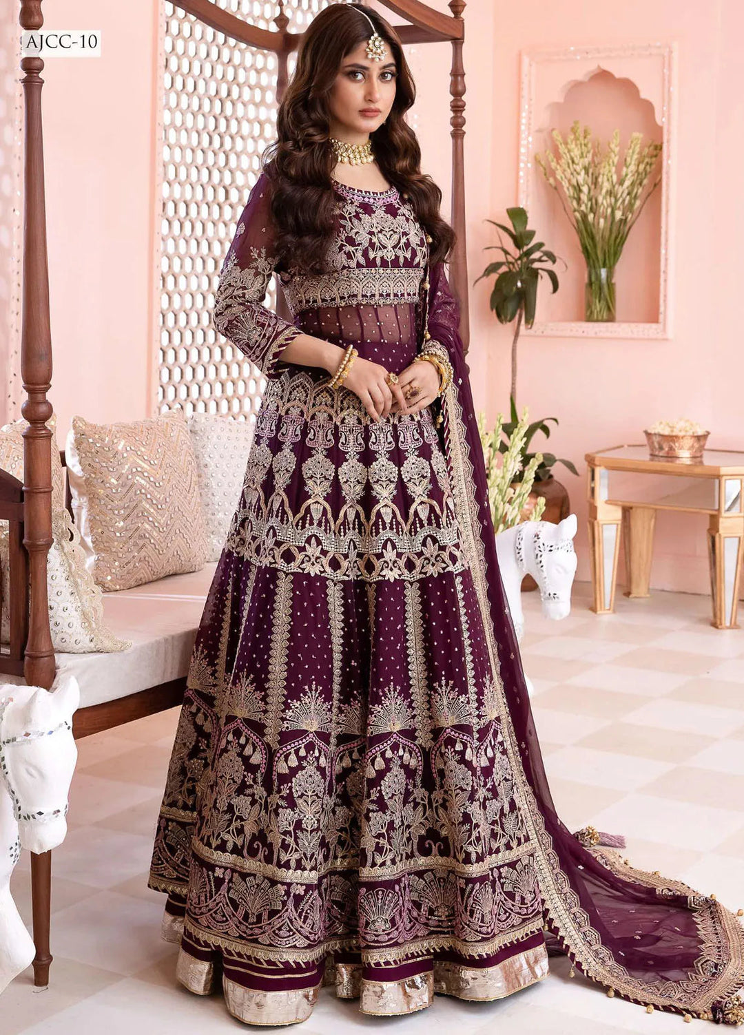 Chandni By Asim Jofa Embroidered Chiffon Unstitched Suit 3 Piece AJ23CH AJCC-10 - Luxury Collection