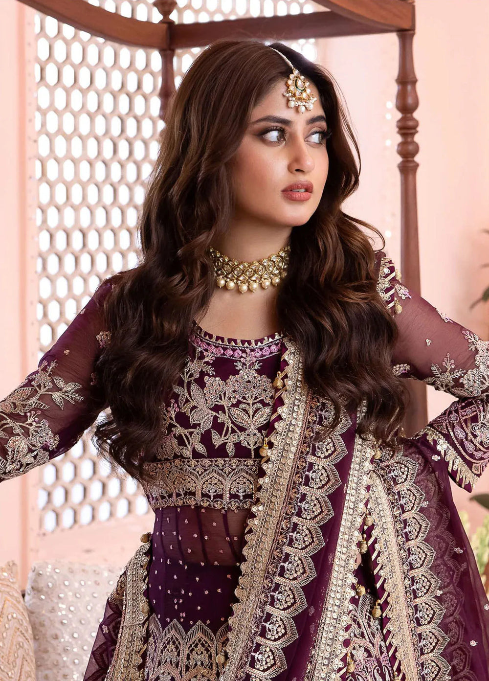 Chandni By Asim Jofa Embroidered Chiffon Unstitched Suit 3 Piece AJ23CH AJCC-10 - Luxury Collection