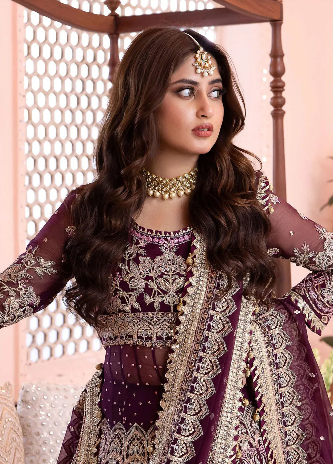 Chandni By Asim Jofa Embroidered Chiffon Unstitched Suit 3 Piece AJ23CH AJCC-10 - Luxury Collection