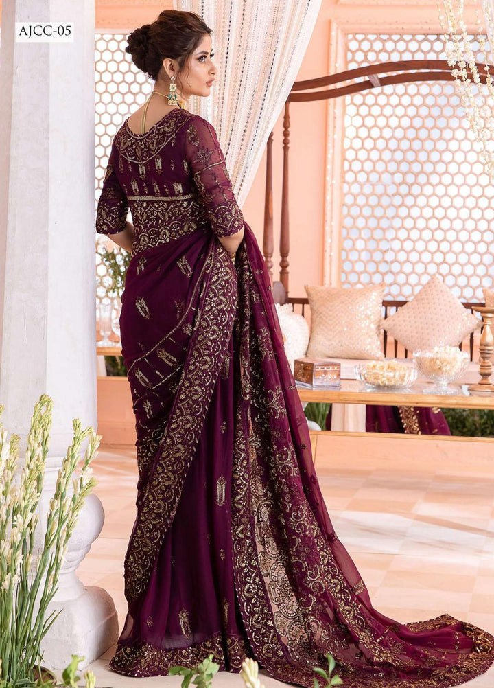 Chandni By Asim Jofa Embroidered Chiffon  Unstitched Saree AJ23CH AJCC-05 - Luxury Collection
