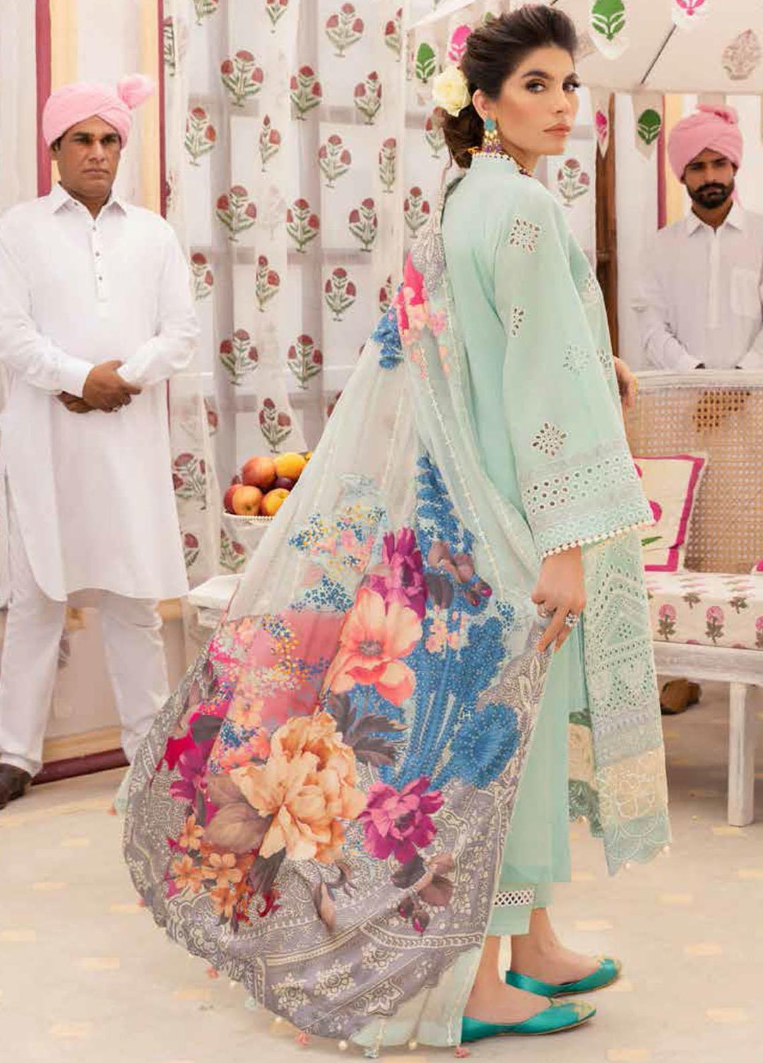 Chandni By Nureh Embroidered Lawn Suits Unstitched 3 Piece NU22C NF-37 - Eid Collection