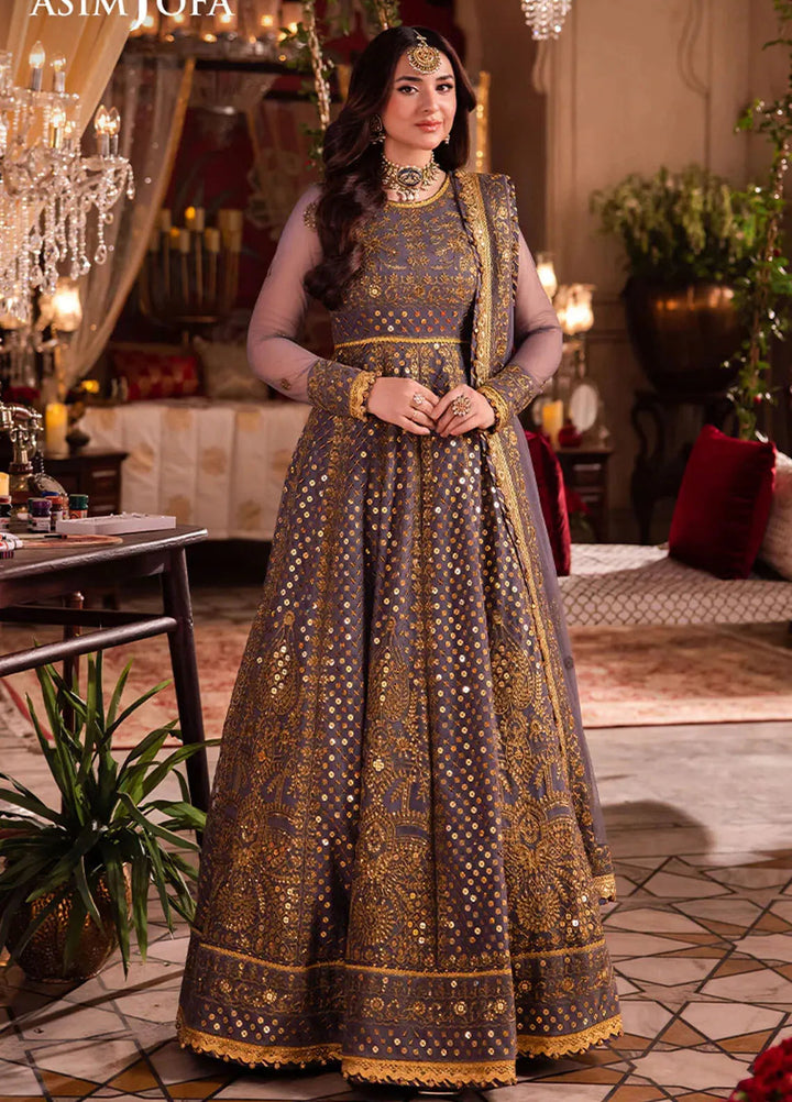 Chandni Raatein by Asim Jofa Embroidered Net Suits Unstitched 3 Piece AJ24CR AJCR-10 - Formal Collection