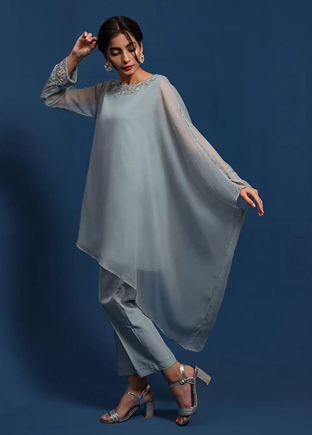 Change Festive Pret  Chiffon 2 Piece Suit CK2350 Ash Blue