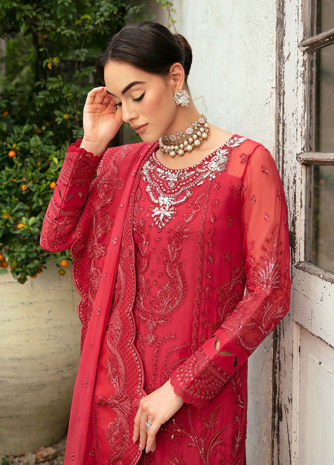 Chant D lAmour by Gulaal Embroidered Chiffon Suits Unstitched 4 Piece GL24CD D-03 Ulmaria - Luxury Collection