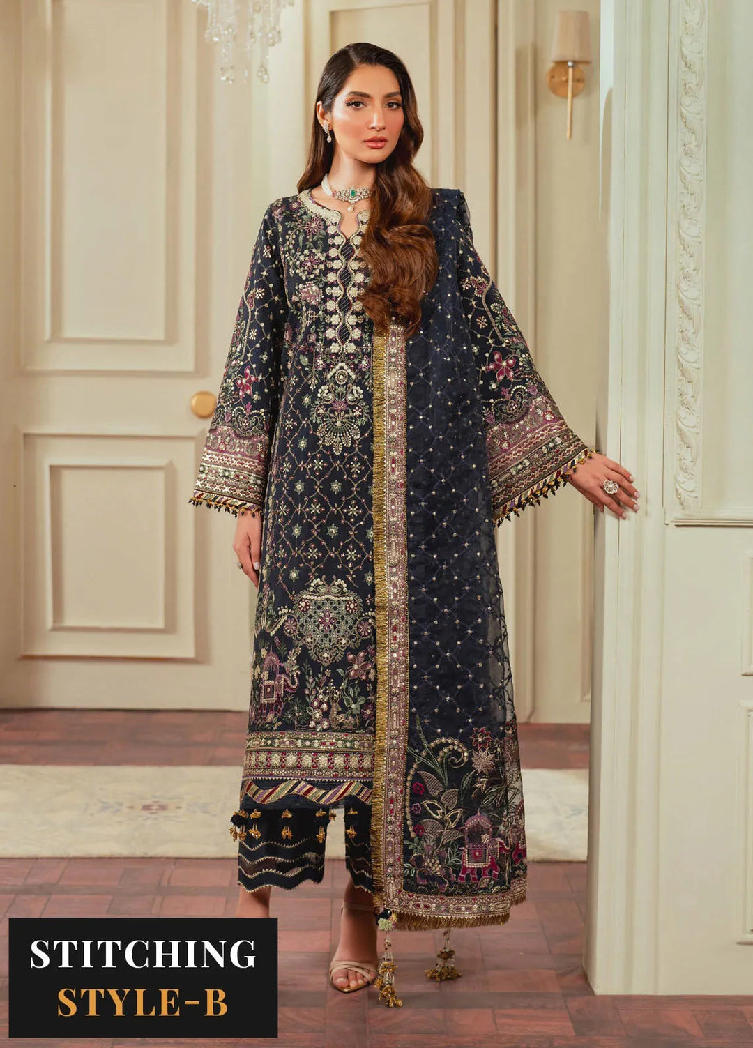 Chantelle by Baroque Embroidered Raw Silk Suits Unstitched 3 Piece BQ24CL EC 07 - Luxury Collection