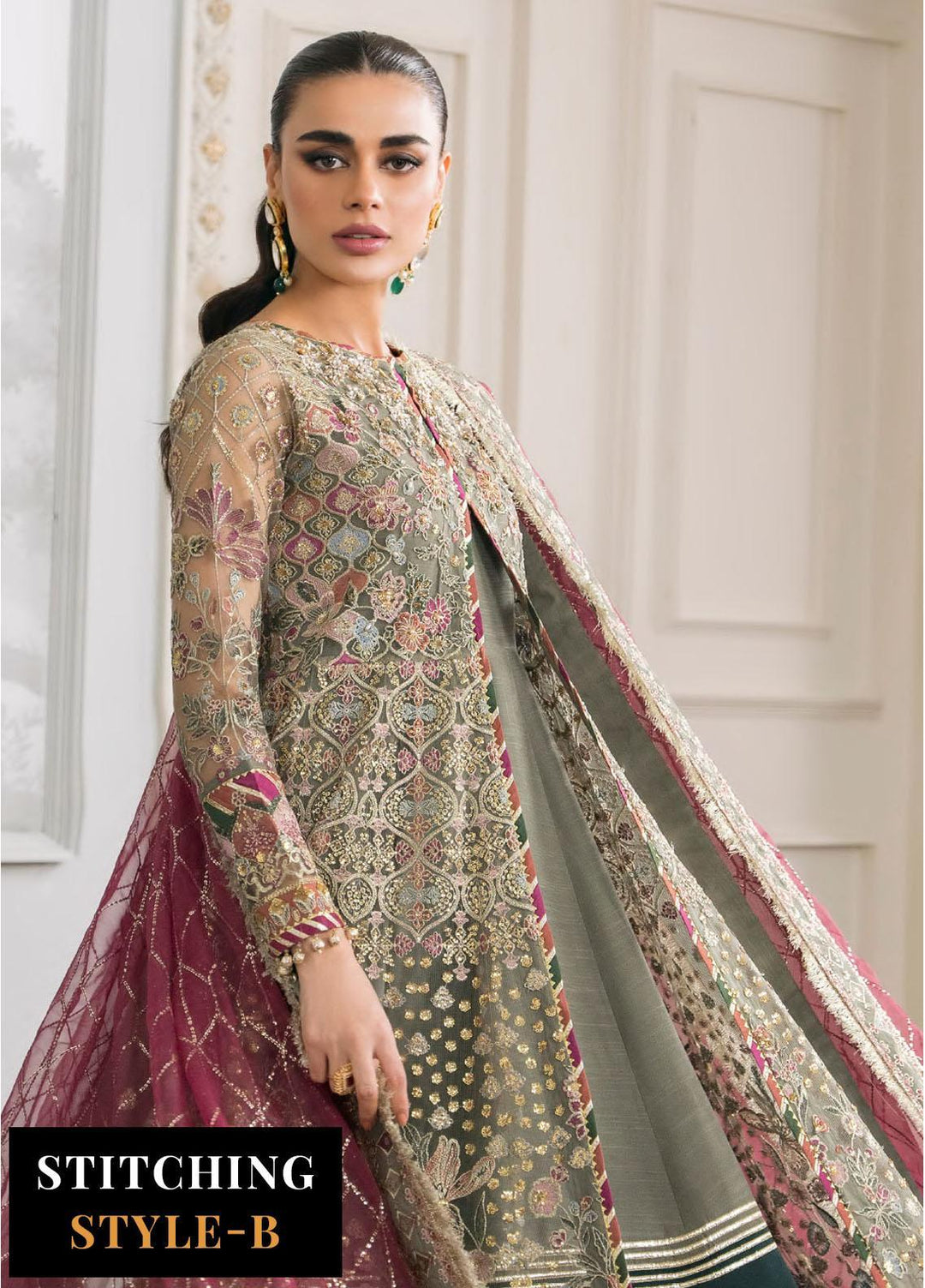 Chantelle By Baroque Embroidered Net Suits Unstitched 3 Piece BQ24CH EC 02 - Luxury Collection